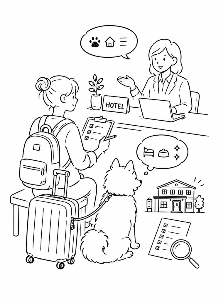 宿の情報を丁寧に届けるイラスト